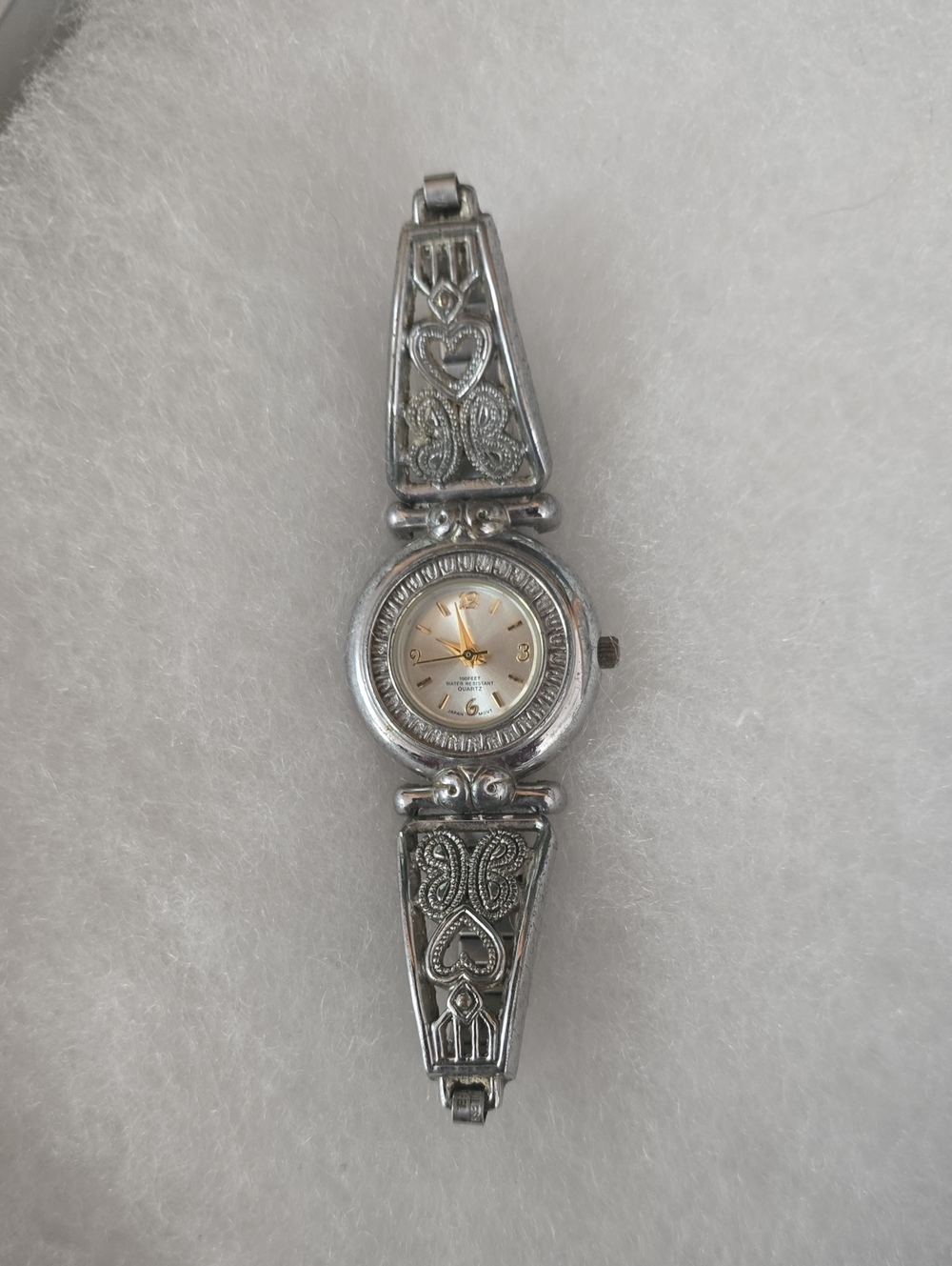 Silver-Tone Filigree Women's Bracelet Watch - Silver NEEDS BATTERY